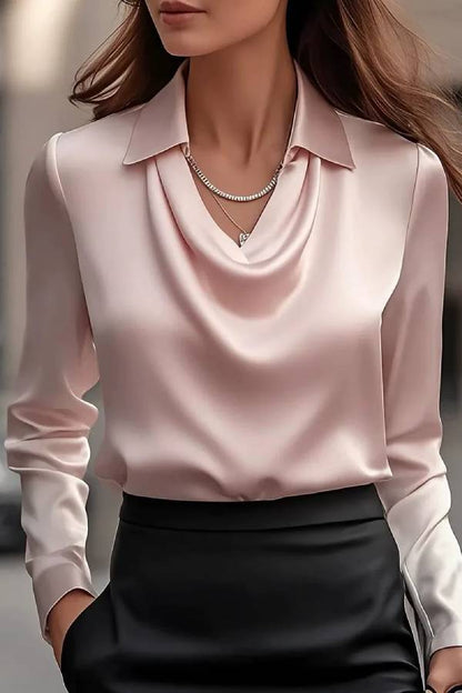 Temperamental Printed Simple Shirt Collar Ladies Top