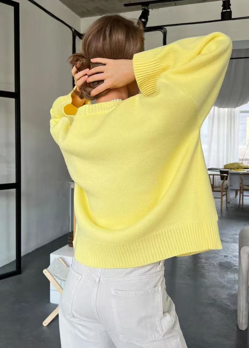 Oversized Knit Cardigan In Bright Yellow