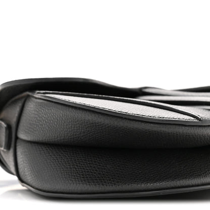 Grained Calfskin Mini Saddle Bag Black