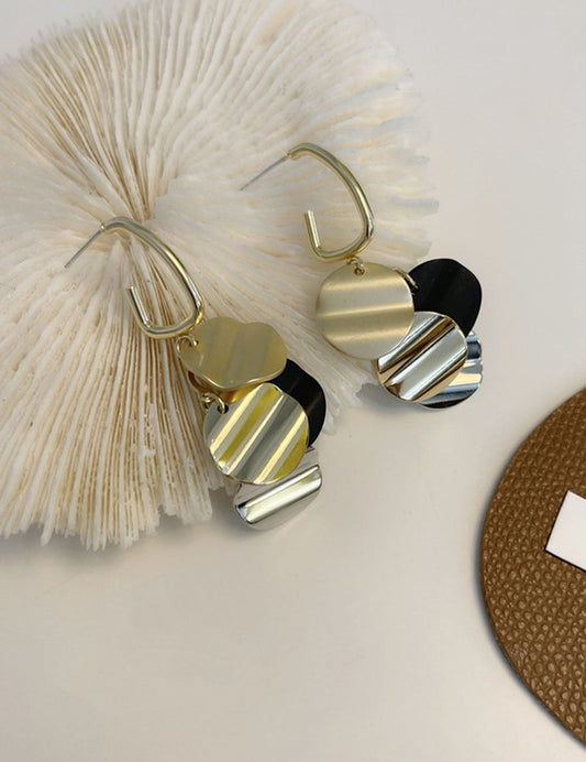 Vintage Color Block Round Tassel Drop Earrings