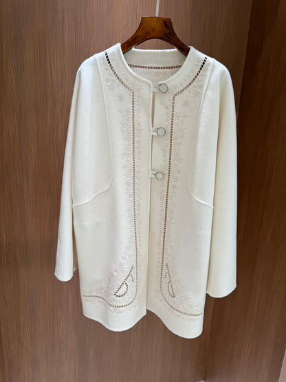 HM Couture Embroidered Cashmere  Long Coat