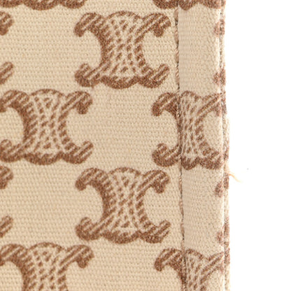 Canvas Calfskin Triomphe Print Small Cabas Thais White