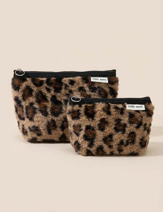 Vintage Leopard Print Portable Cosmetic Bag