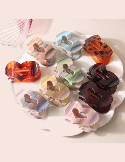 Iridescent Heart Flat Hair Claw Clip