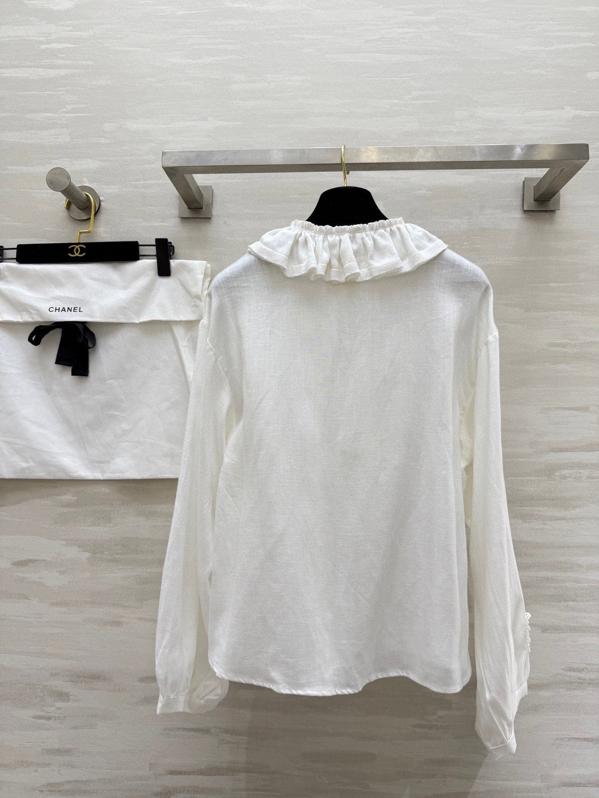 CC Pleated Shirt White Cotton Linen 343303