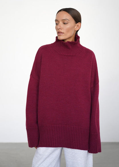 Loose Fit Cotton Knit Turtleneck Sweater