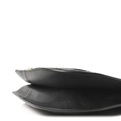 Shiny Lambskin Soft Triomphe Besace Bag Black
