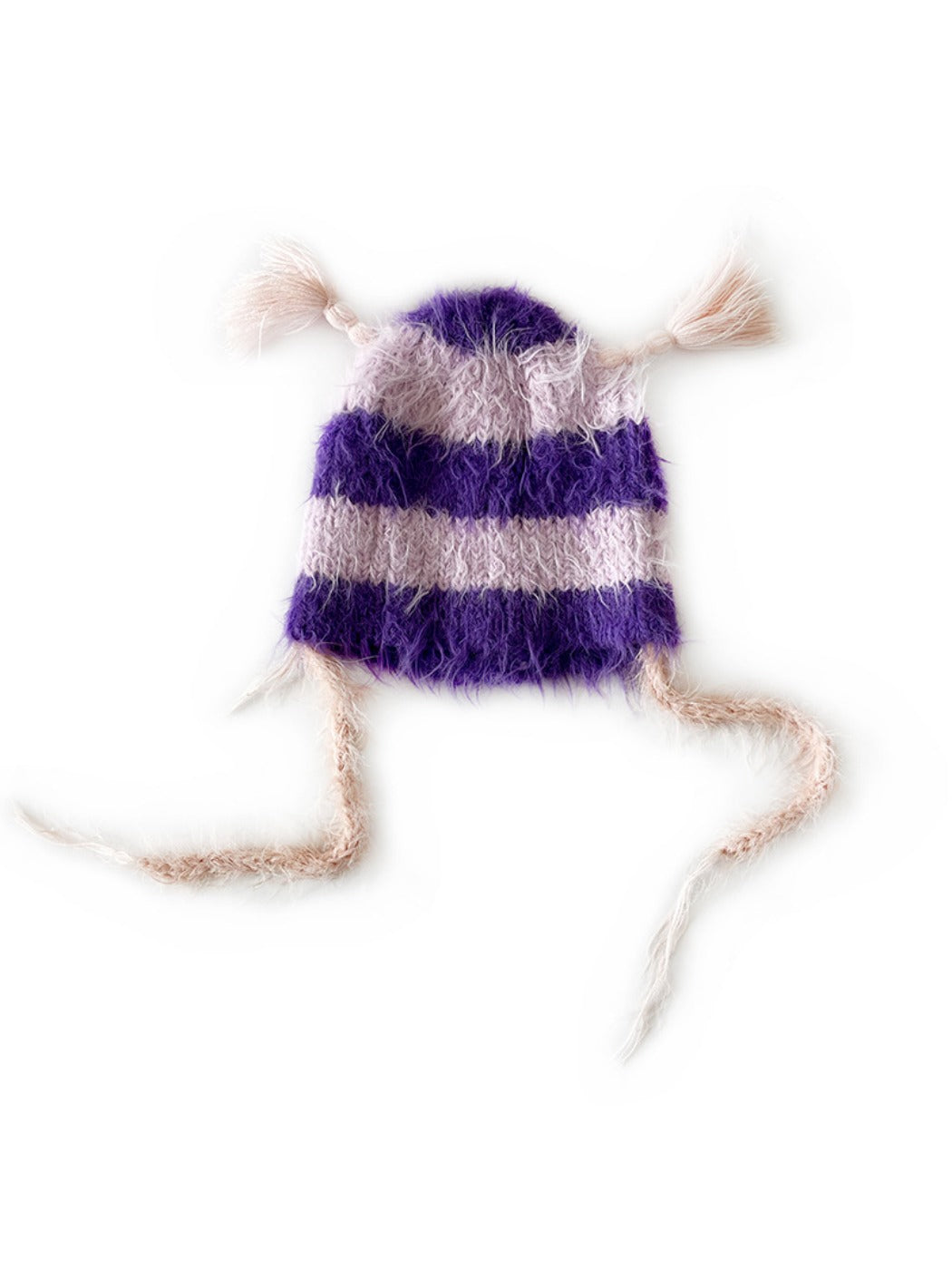 Haila - Cute Striped Knitted Beanie with Braids