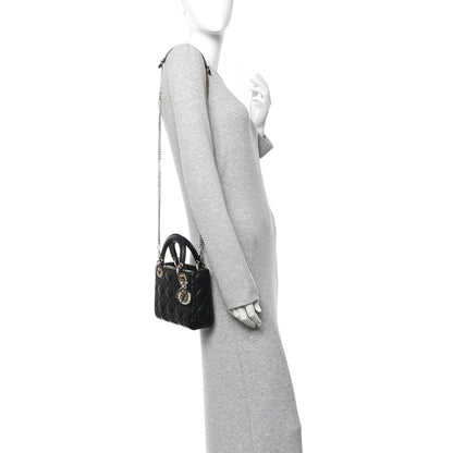 Lambskin Cannage Mini Lady Dior Black