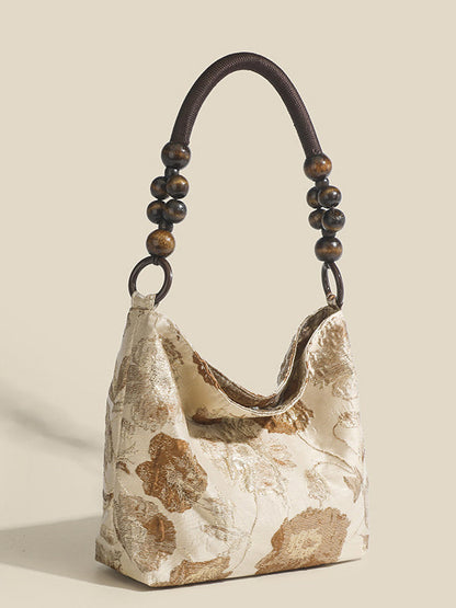 Beads Contrast Color Jacquard Pockets Split-Joint Zipper Handbags