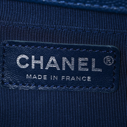 Caviar Quilted Medium Boy Flap Dark Blue