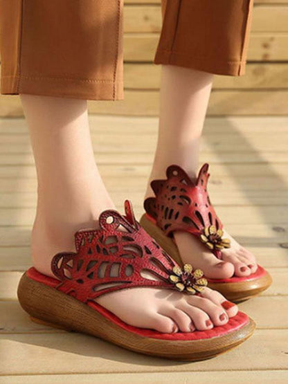 Summer Beach Literature Genuine Leather Slipper
