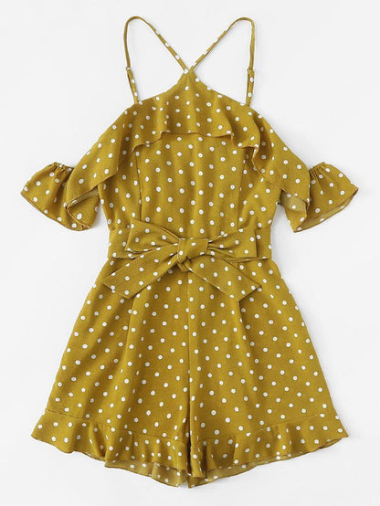 2018 New Sexy Polka Dot Short Jumpsuit Romper