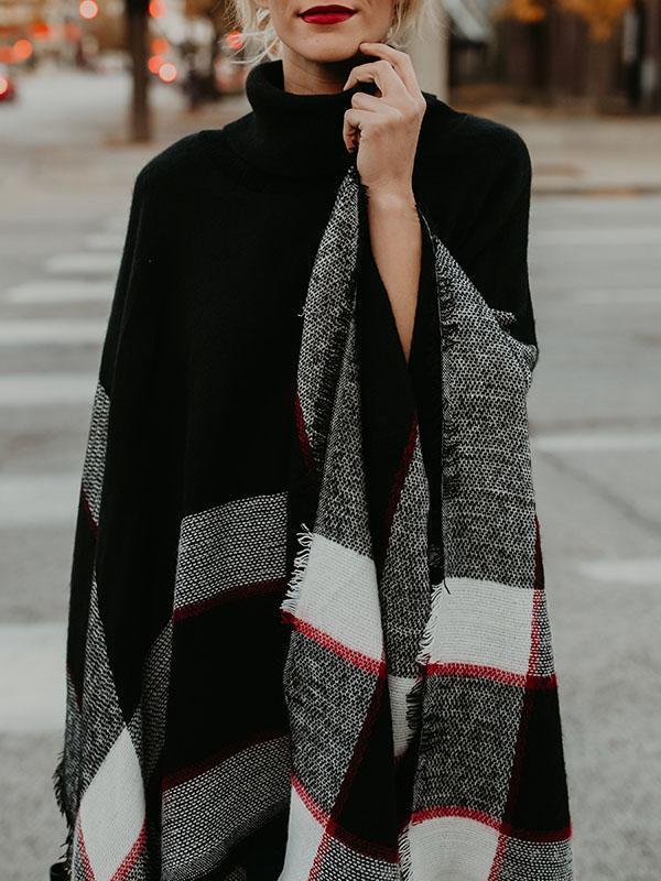 Fashion High-Neck Knitting Sweater Cover-Ups Tops