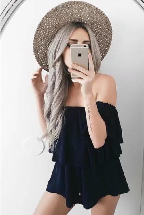 2018 New Arrival Off Shoulder Ruffle Spilled Shoulder Jumpsuit