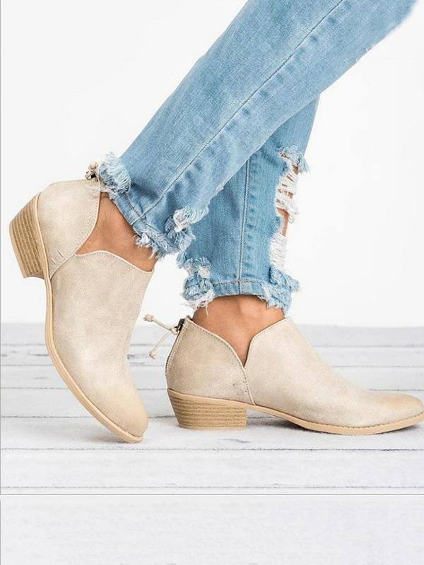 Solid Color Low Heel Shoes For Women