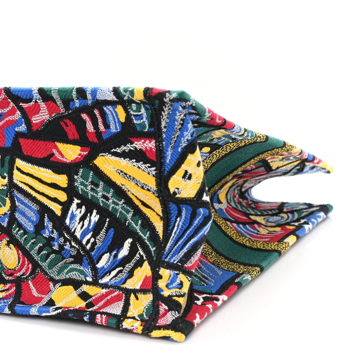 Canvas Embroidered Butterfly Book Tote Black Multicolor
