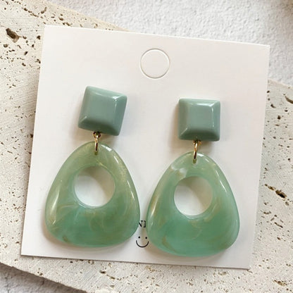 Geometric Hollow-Out Watercolor Earrings