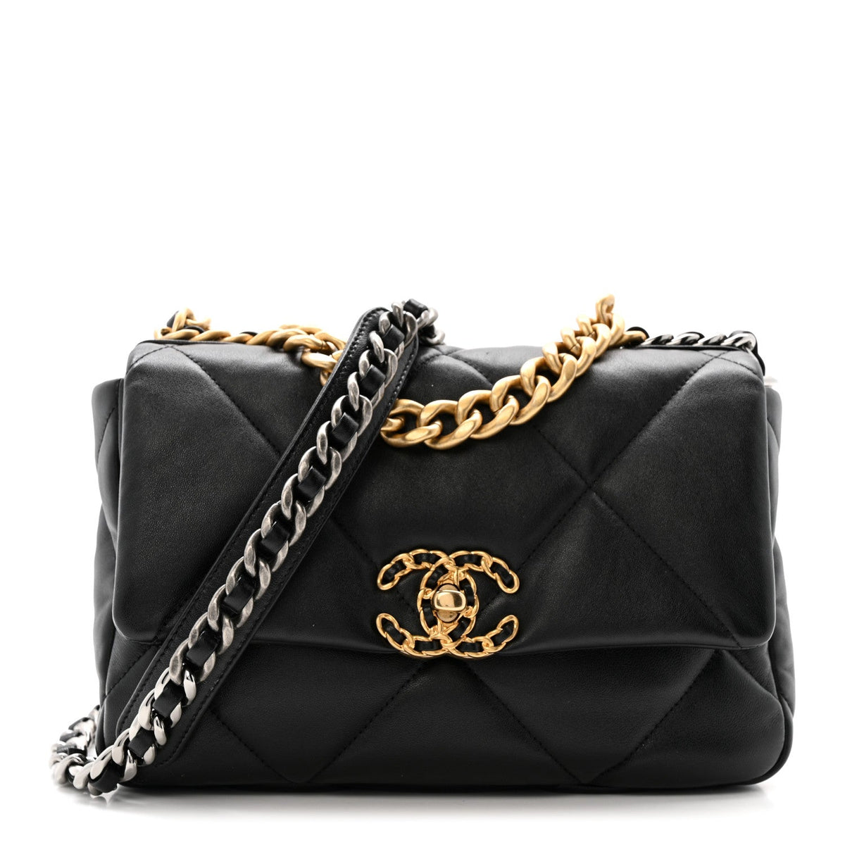 Lambskin Quilted Medium Chanel 19 Flap Black