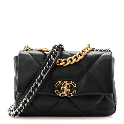 Lambskin Quilted Medium Chanel 19 Flap Black