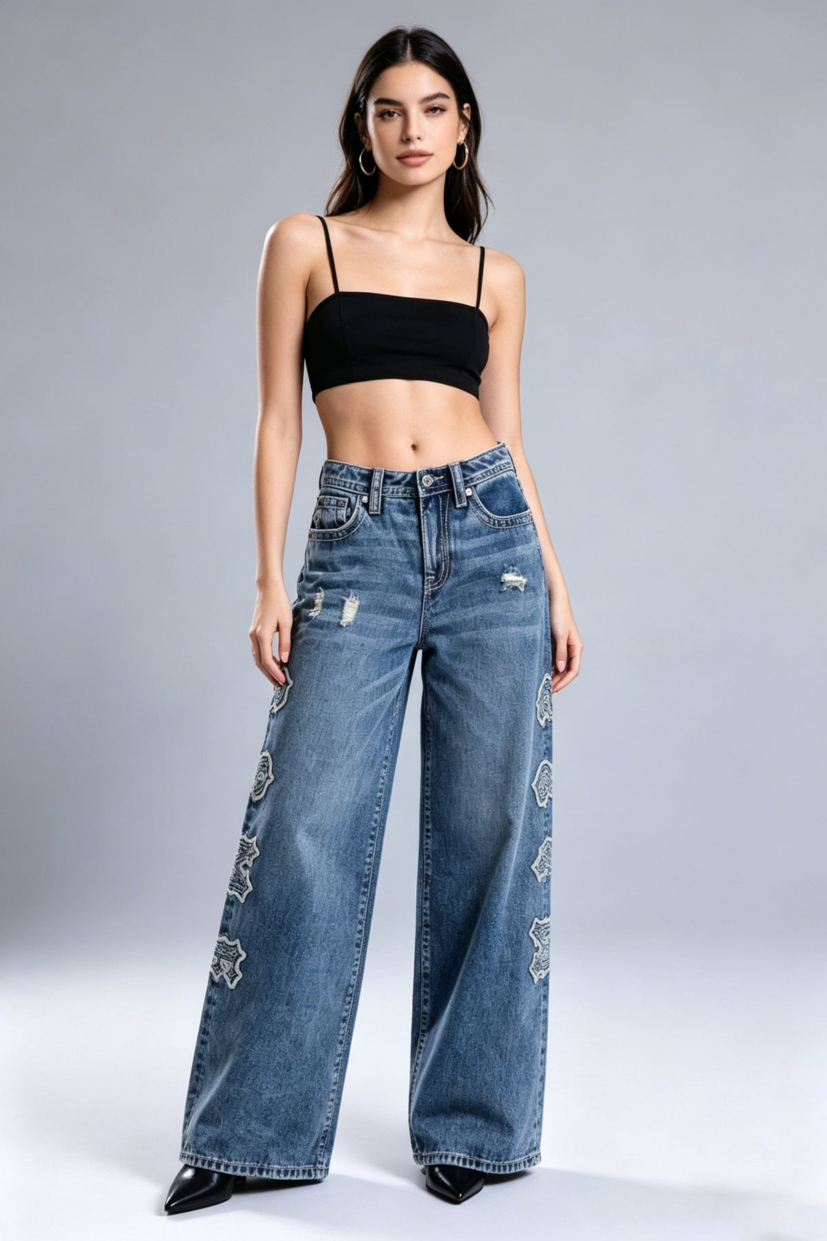 Cassandra Embroidered Appliqué Jeans