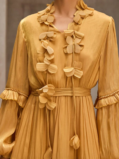 Vivienne Tiered Floral-Appliqué Chiffon Midi Dress