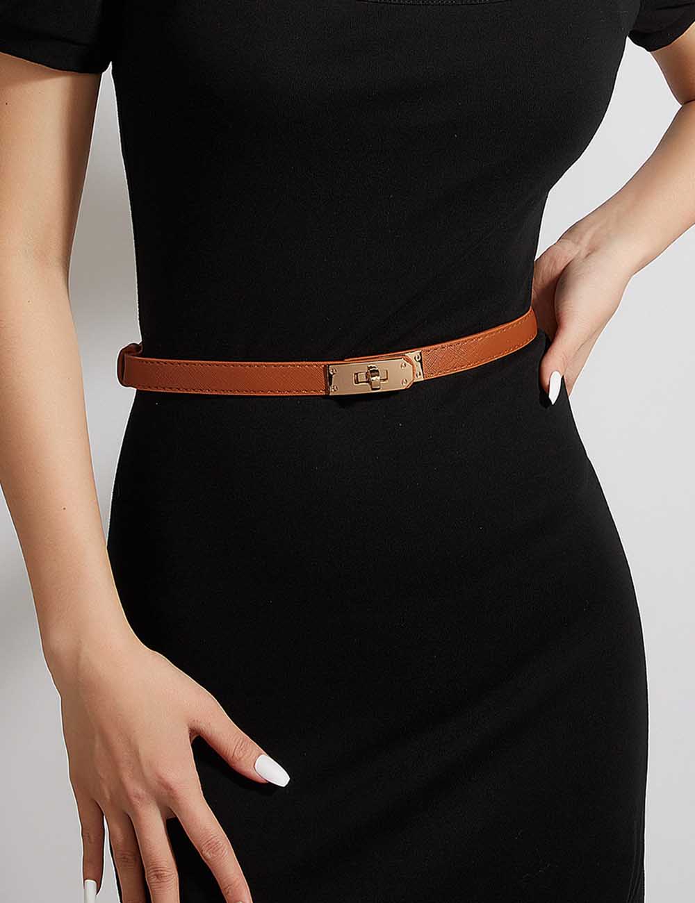 Simple Elegant Fine Leather Metal Belt