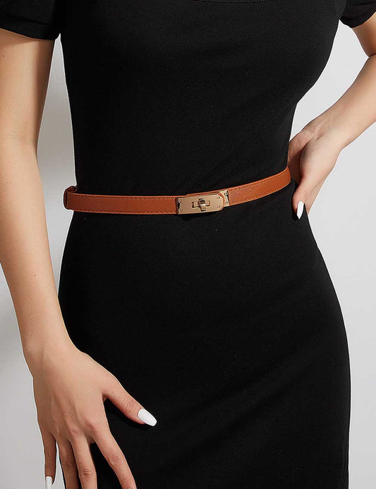 Simple Elegant Fine Leather Metal Belt