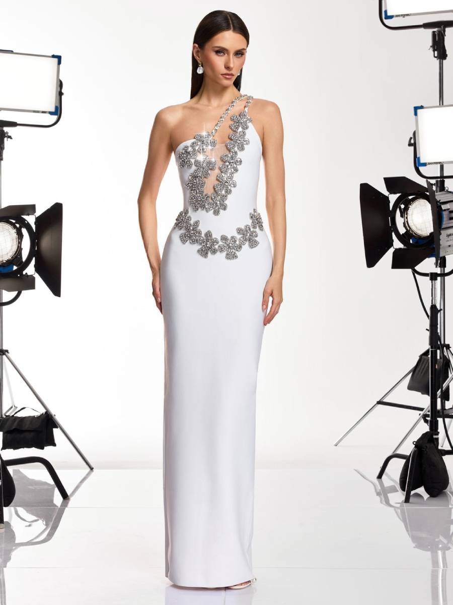 Alexa Diamond Flower Bandage Maxi Dress