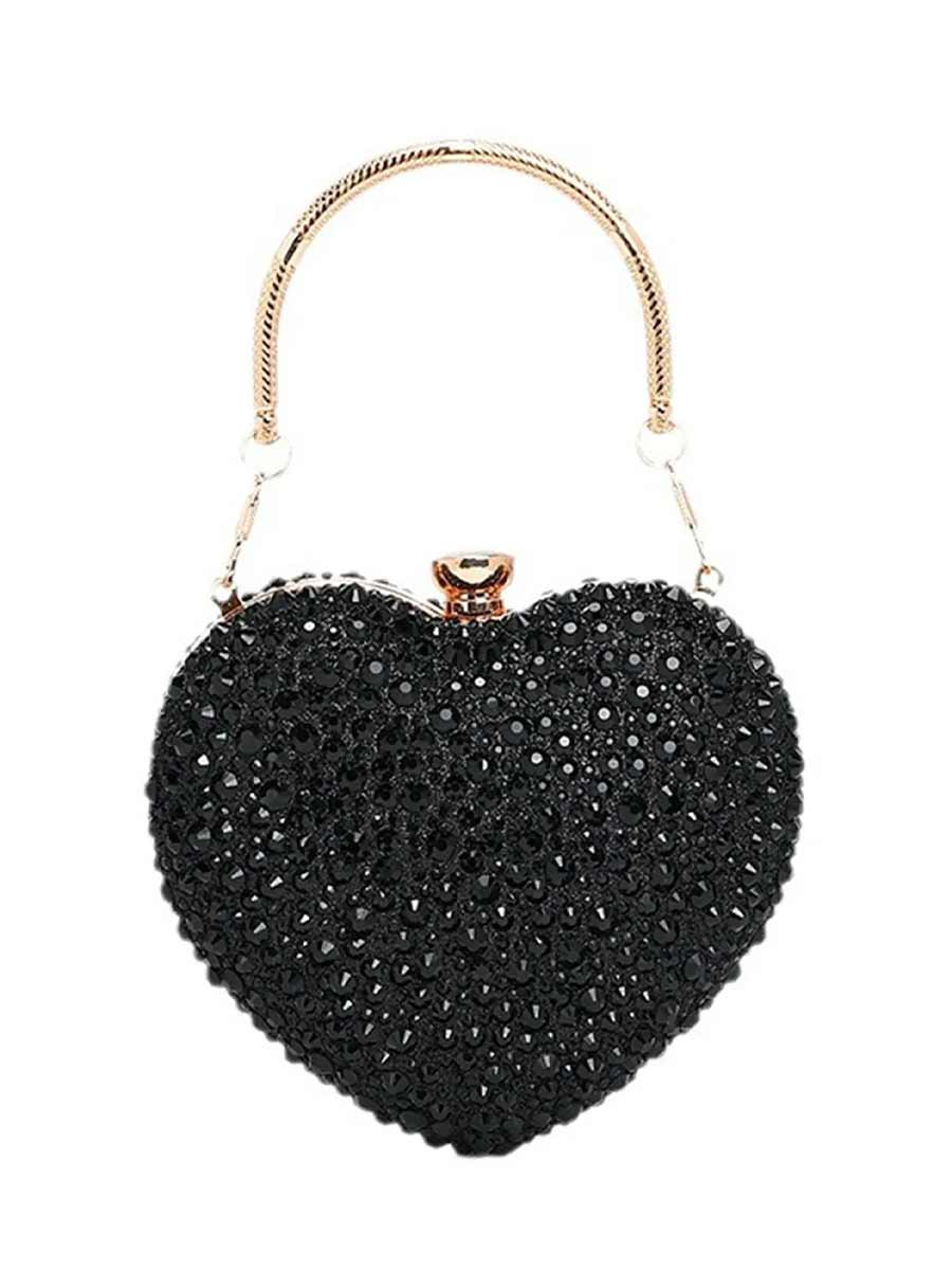 Gracelyn Heart Shaped Rhinestone Clutch Purse