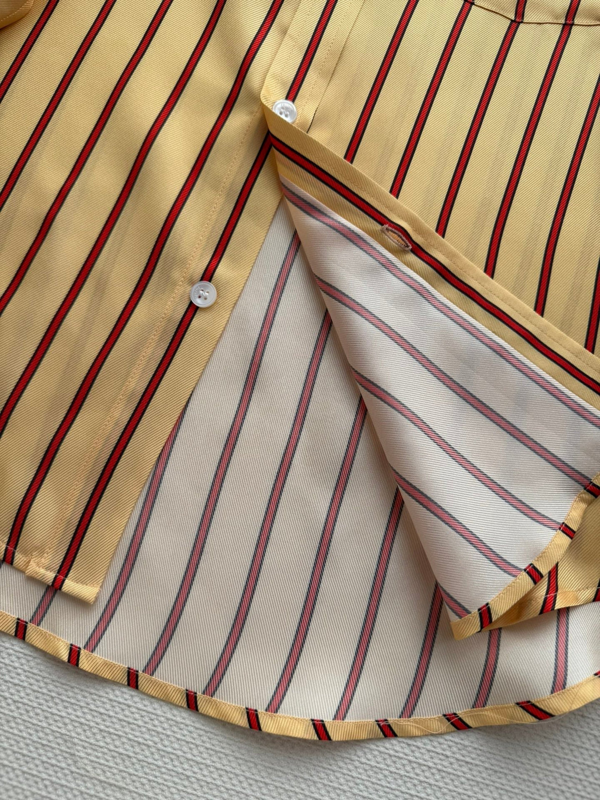 Celine 26SS Striped Shirt Yellow in Silk Fabric 849595