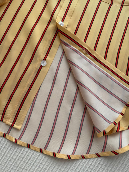 Celine 26SS Striped Shirt Yellow in Silk Fabric 849595