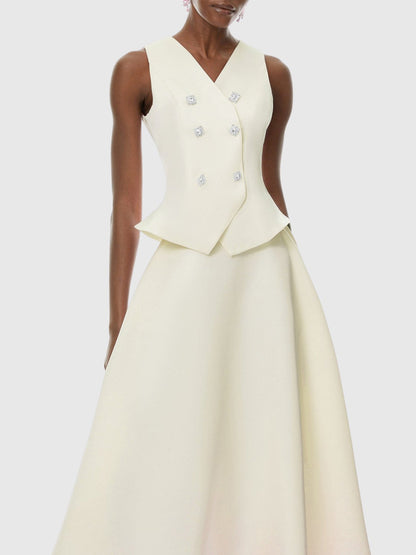 Eileen Crystal Embellished Vest & Midi Skirt Set