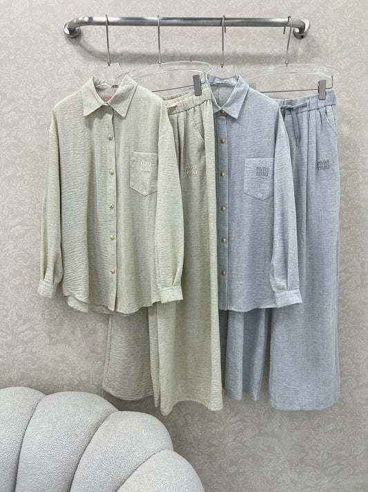 CHANEL SHIRT AND WIDE-LEG TROUSERS SET STYLE 32