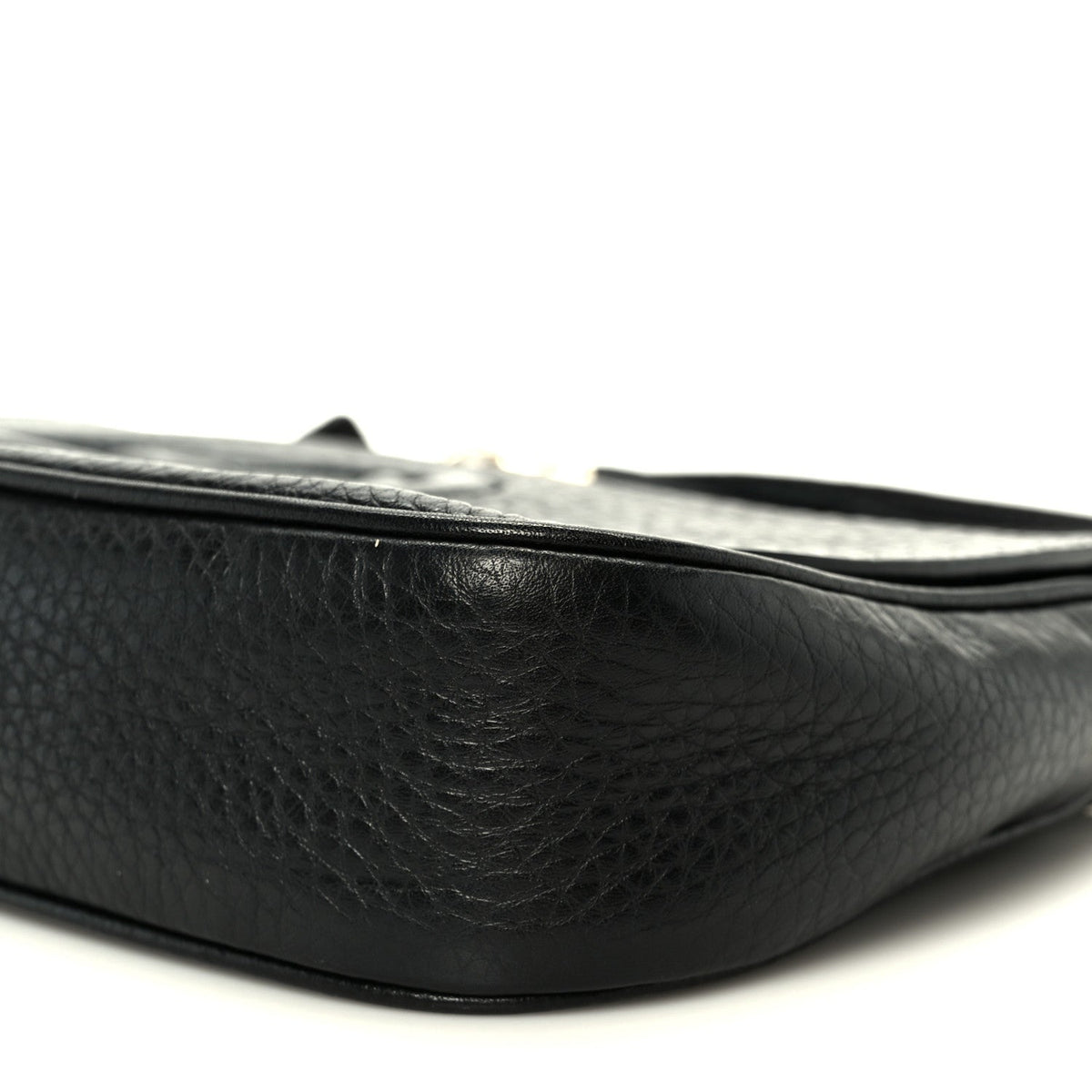 Pebbled Calfskin Medium Soho Flap Crossbody Black