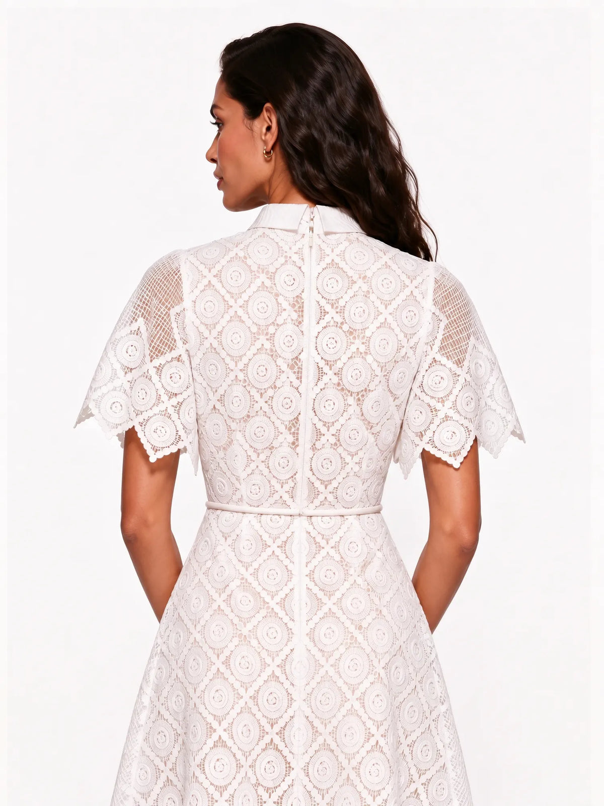 Anastasia Geometric-Pattern Embroidered Midi Dress