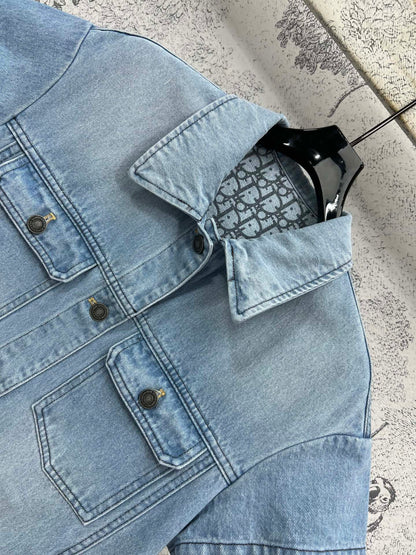 CD 25 Short-sleeved Denim Shirt Light Blue Cotton