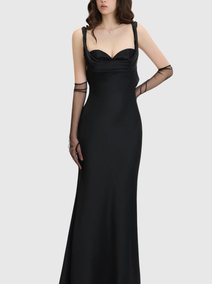 Danica Satin Draped Maxi Dress