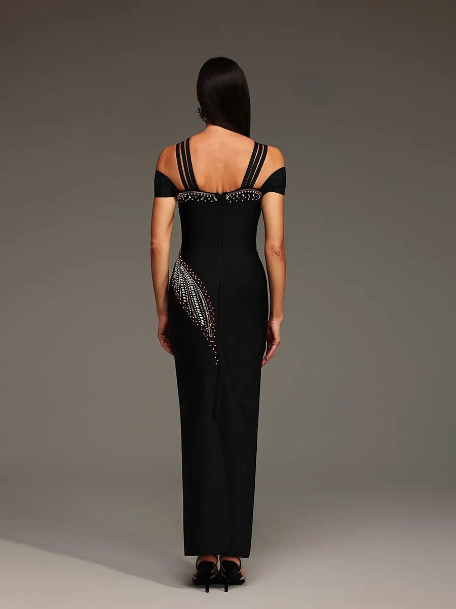 Astrid Sleeveless Diamond Bandage Maxi Dress