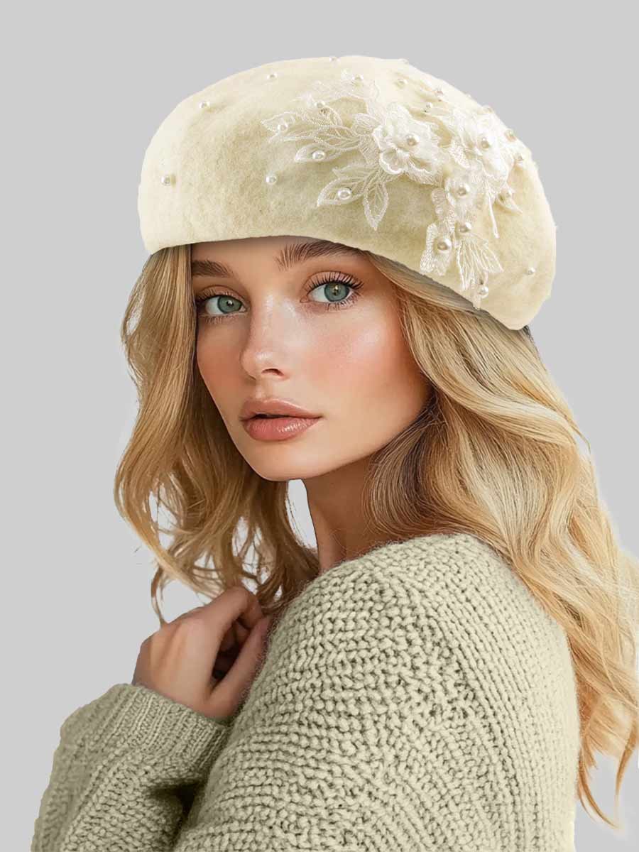Mariana Pearl Beaded Lace Beret