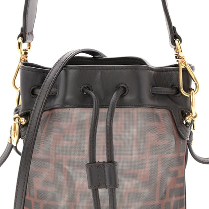 Mesh Vitello Grace F is Fendi FF 1974 Mini Mon Tresor Bucket Bag Marrone Black Ebano