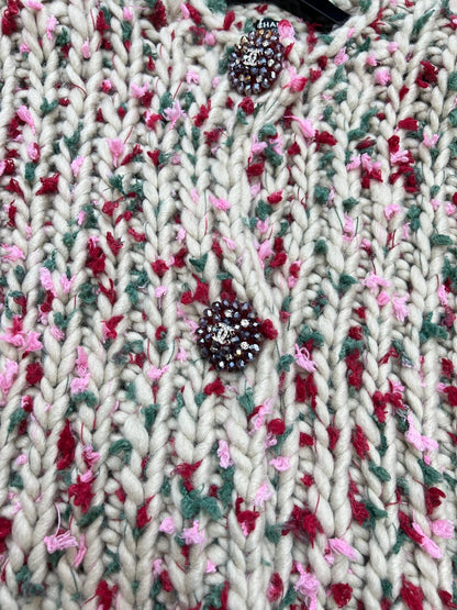 Chanel Hand-crocheted Colorful Pom-pom Coat Cashmere