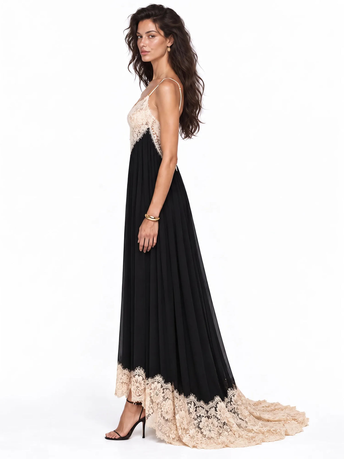 Scarlett Lace Trim Draped Maxi Dress