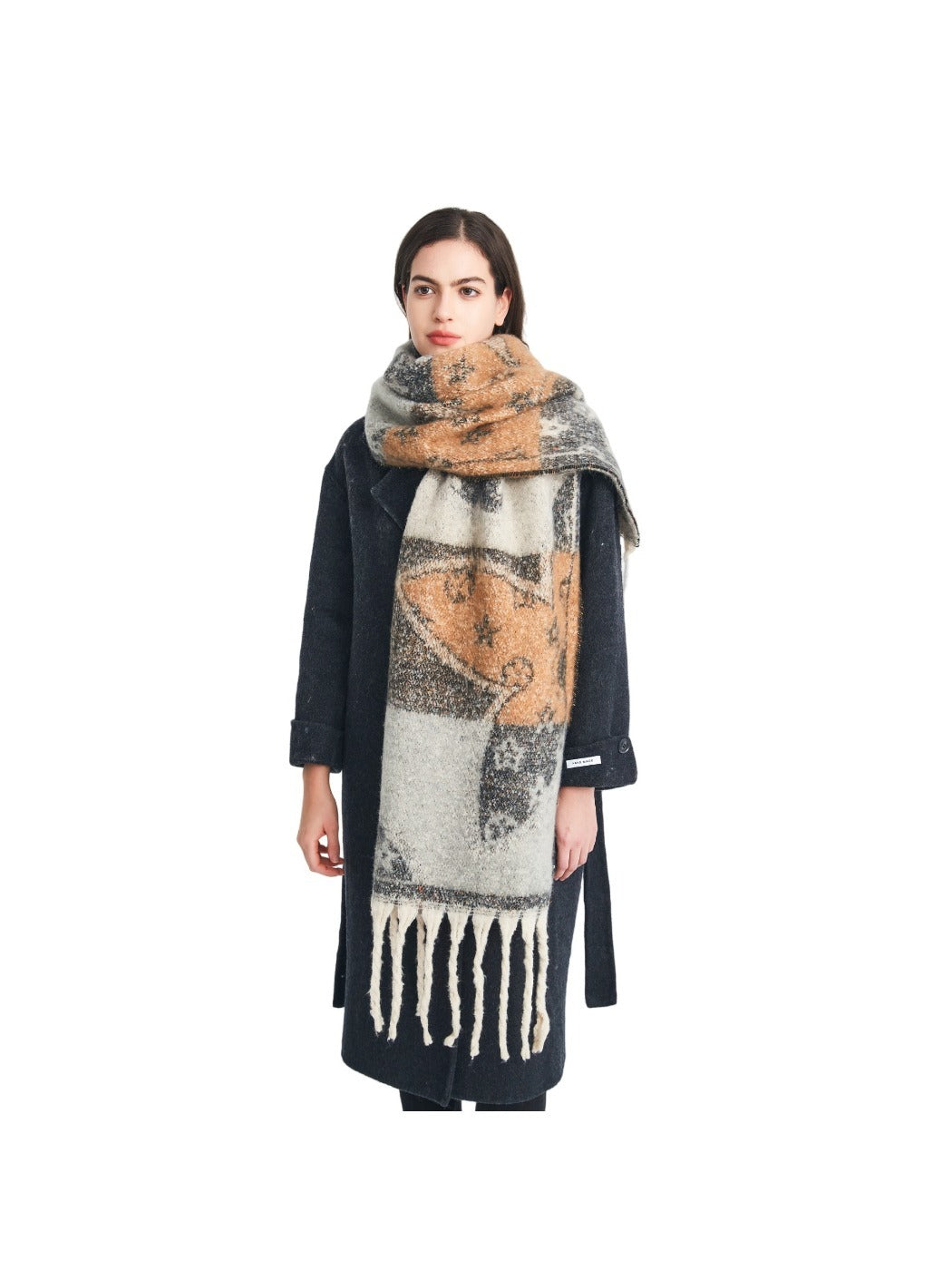 Scarvii - Winter Tassel Floral Jacquard Scarf