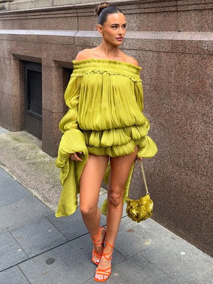 Lunara Off Shoulder Draped Mini Dress