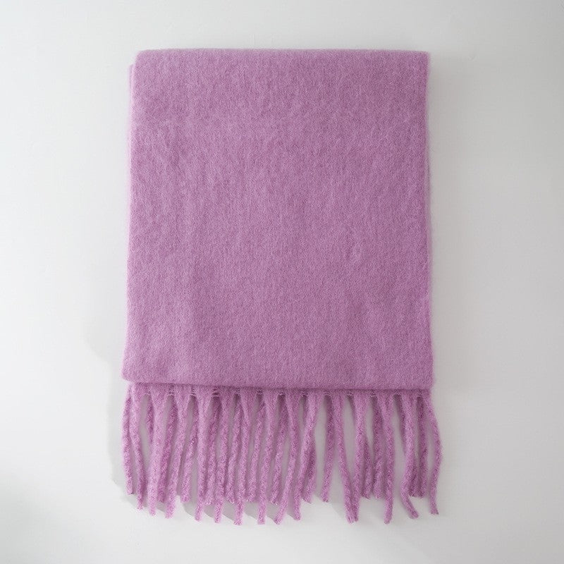 Solid Color Tassel Soft Wool Scarf