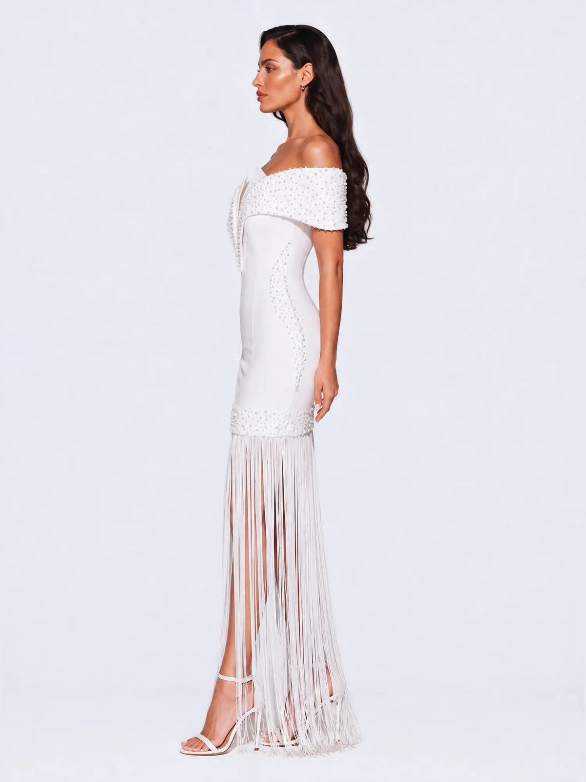 Gemma Pearl Embellished Tassel Maxi Dress
