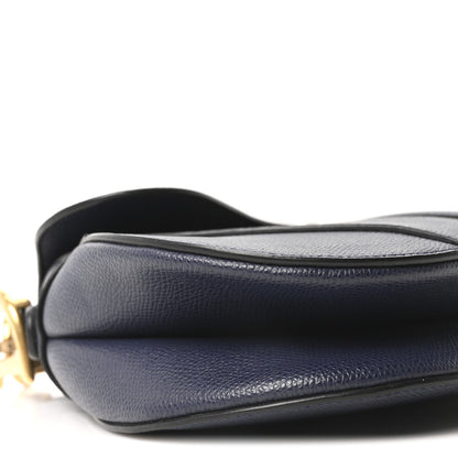 Grained Calfskin Saddle Bag Navy