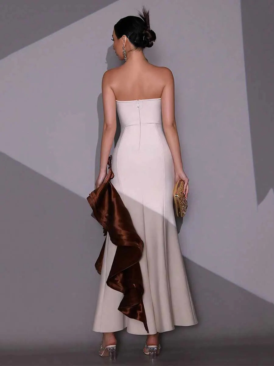 Helena Strapless Patchwork Floral Maxi Dress