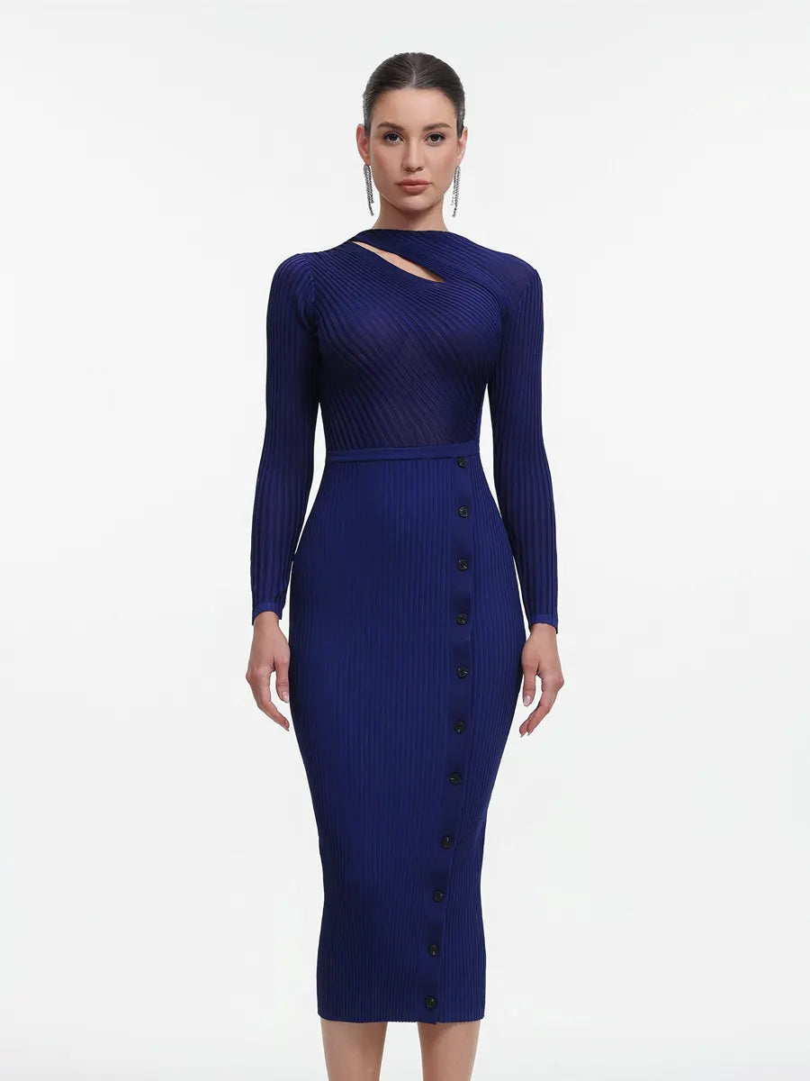 Esperanza Long Sleeve Cutout Knit Maxi Dress